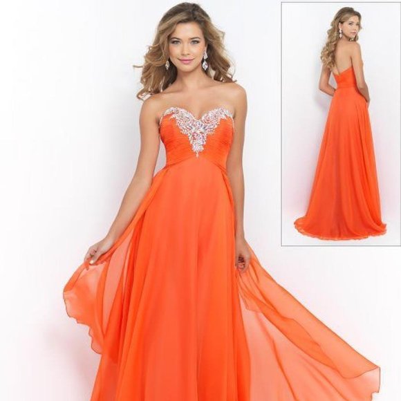 Blue Strapless Chiffon Gown - It Sparkles! - Picture 10 of 10